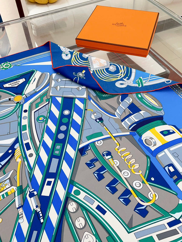 Neo Brandebourgs Scarf 90 CM In Colorful Silk Twill 257435
