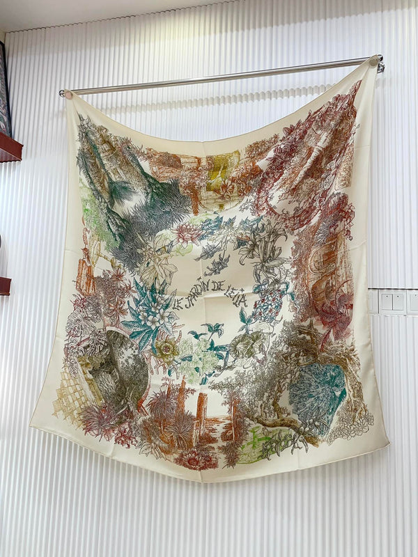 Le Jardin De Leila Au Bloc Shawl 135 CM In Colorful Cashmere And Silk 316261