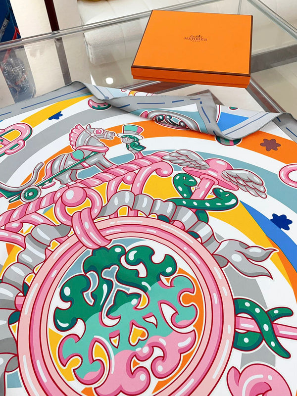 Candy Libris Scarf 90 CM In Pink Colorful Silk Twill 319213