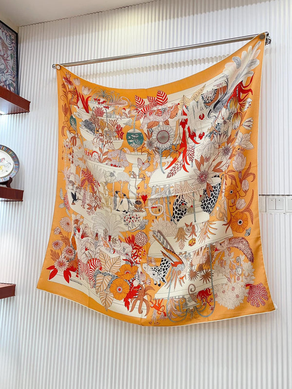 PRECIOUS PARADISE SCARF 135 CM IN COLORFUL CASHMERE AND SILK 379789