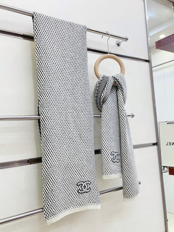 SCARF 180 CM IN WHITE MIX BLACK CASHMERE 394592