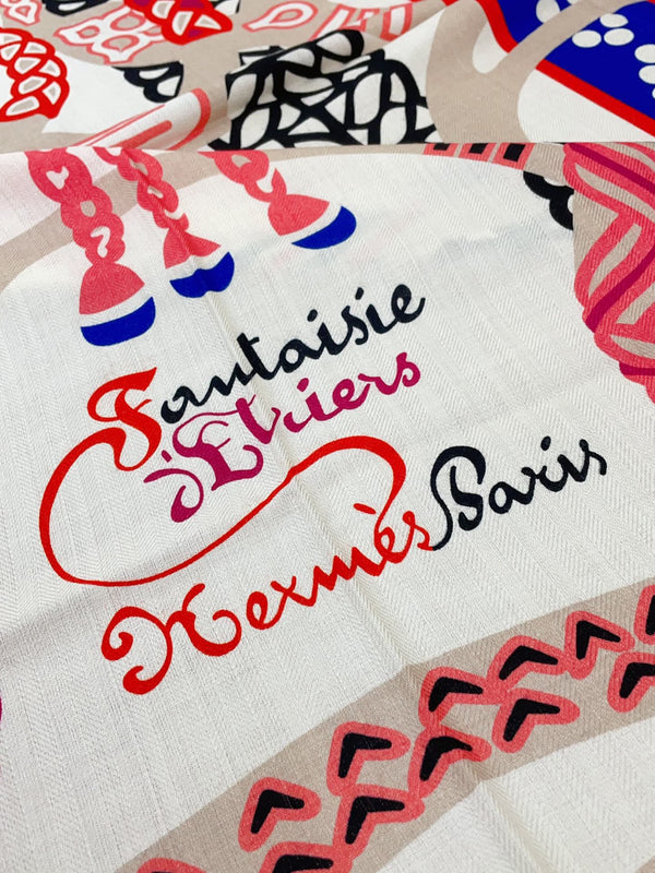 Fantaisie d'Etriers Shawl 135 CM Pink Colorful Cashmere And Silk 402082
