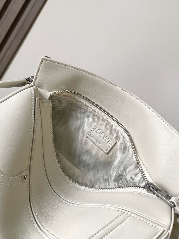 Loewe Panta Small Puzzle Bag 24cm White Glossy Calfskin