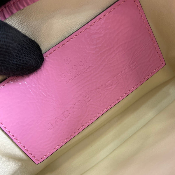 JACKIE NOTTE MINI BAG 19 IN PINK CRACKED LACQUER CALFSKIN GOLD HARDWARE