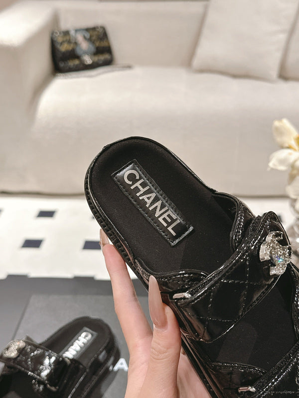 cc 25p dad mule sandal black leather 237571