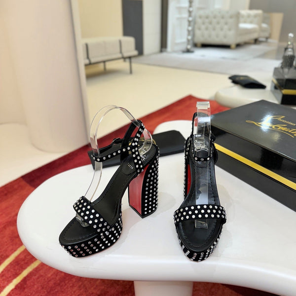 CL Movida Jane Strass Sandal 13cm Black Calfskin 825364