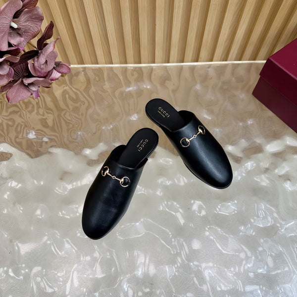 Gucci 25 Horsebit Mule Black Gold Cowhide 436323