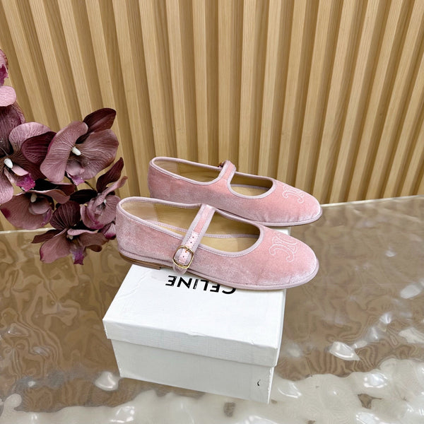 CL 26s Mary Jane Flats In Pink Velvet