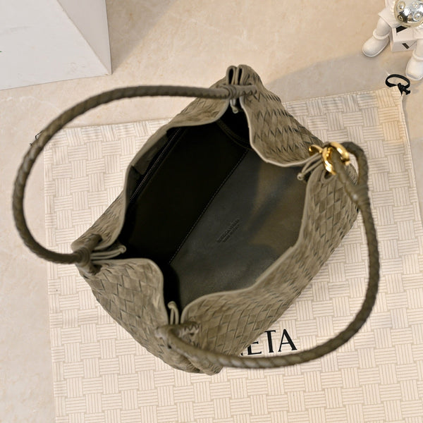 BV 26s Parachute Bag Olive Intrecciato Suede 291417
