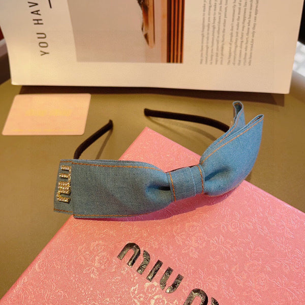 BOW HEADBAND IN BABY BLUE DENIM 398854