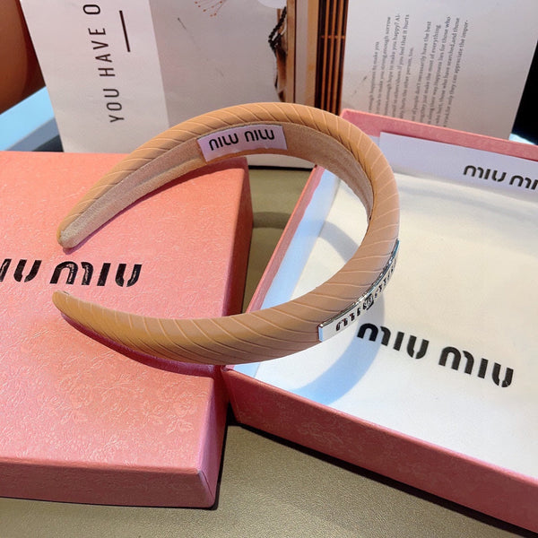 THICK HEADBAND IN BRONZE ORANGE DIAGONAL LEATHER 425479