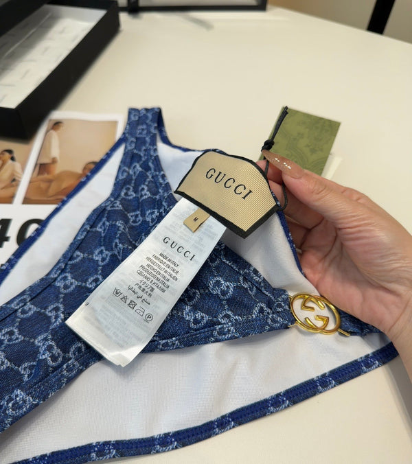 Gucci 26s Swimsuit Navy Blue Denim 185814