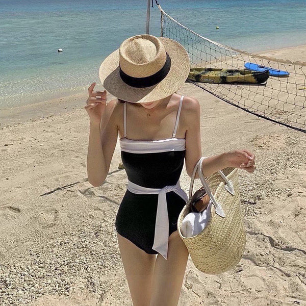 CC One-Piece Bikini Black White 201872