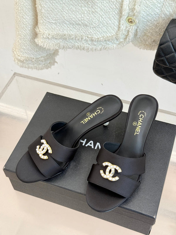 CC 25 Mules Black Silk Lambskin 308777