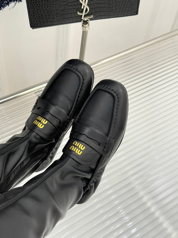 MiuMiu 25 loafer stretch boots black calfskin 517335