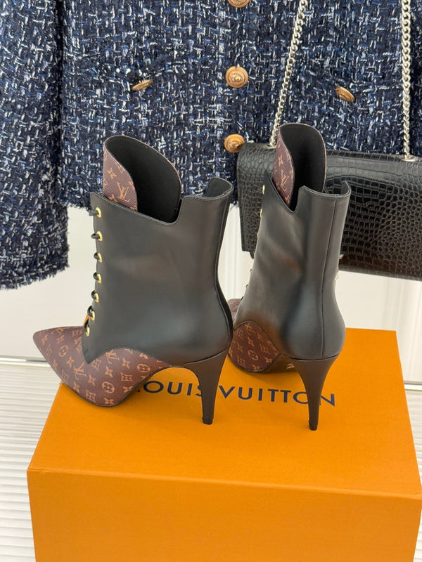 LV Star Trail Ankle Boot Brown Mix Black Monogram Canvas Leather 517258