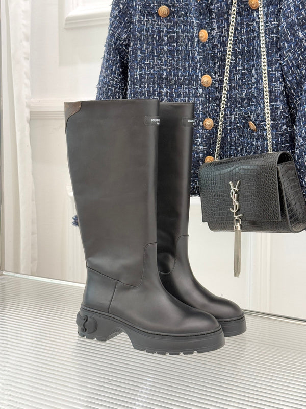 LV Squad High Boot Black Cowhide 572462