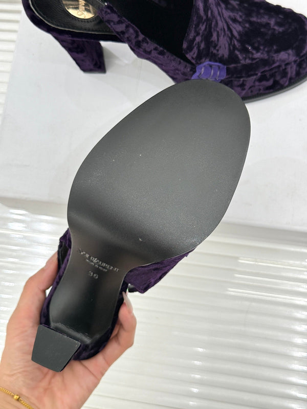 YSL 26WF Le Slingback 10.5cm Purple Velvet 642957