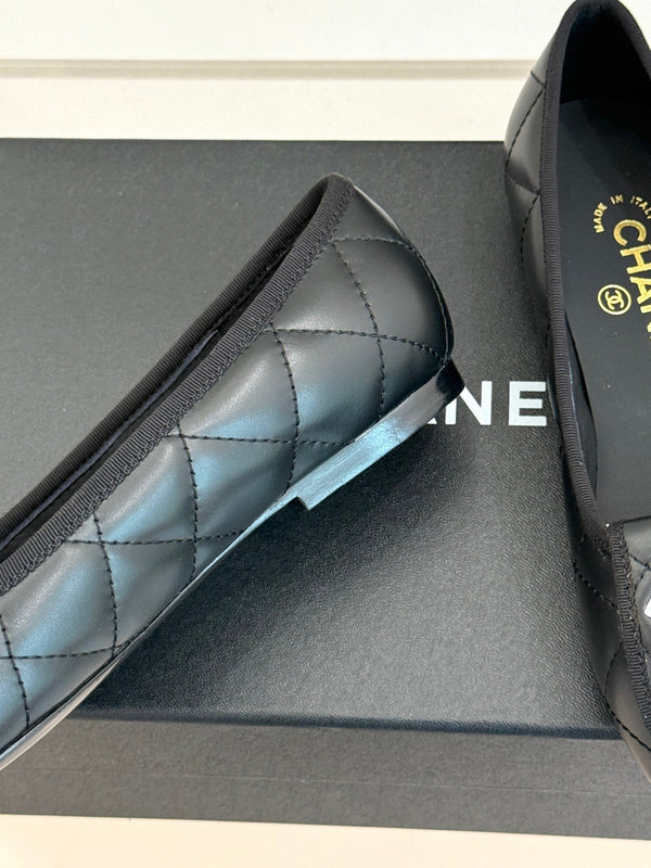 CC 26s Cambon Ballet Flats Black Quited Lambskin 887794