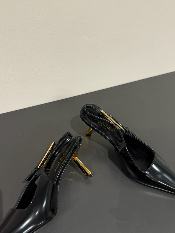 LEE SLINGBACK PUMPS 75 MM IN BLACK PATENT CALFSKIN