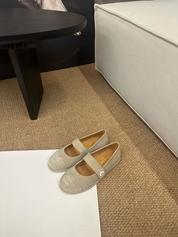 CC 26s Mary Jane Flats Beige Suede
