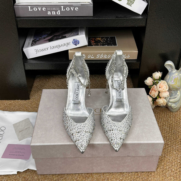 Jimmy 26 Stevie Pump 9cm Sliver Crystal Leather 681907