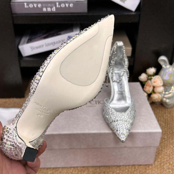 Jimmy 26 Stevie Pump 9cm Sliver Crystal Leather 681907