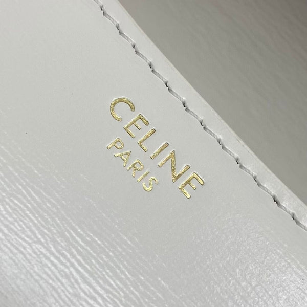 Celine 25CE Diane Shoulder Bag White Glossy Leather
