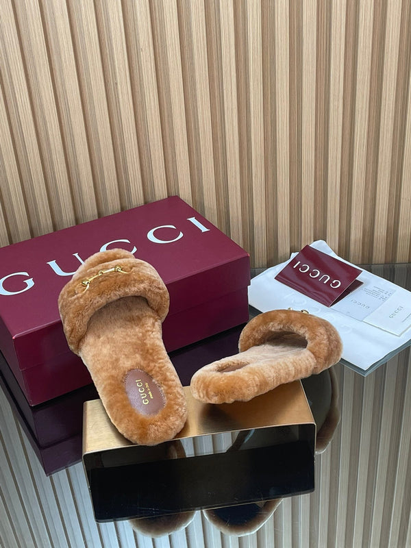 Gucci 2025 Horsebit Slipper Brown Wool 562871