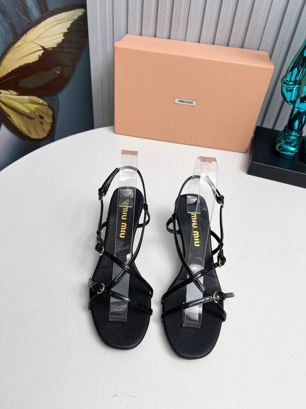 Miu 26s Sandals 5.5cm Black Patent Leather 680448