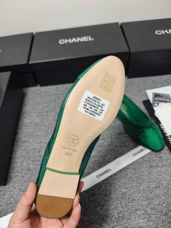CC 26s Ballet Flat Green Mesh Fabric Sheepskin 681980