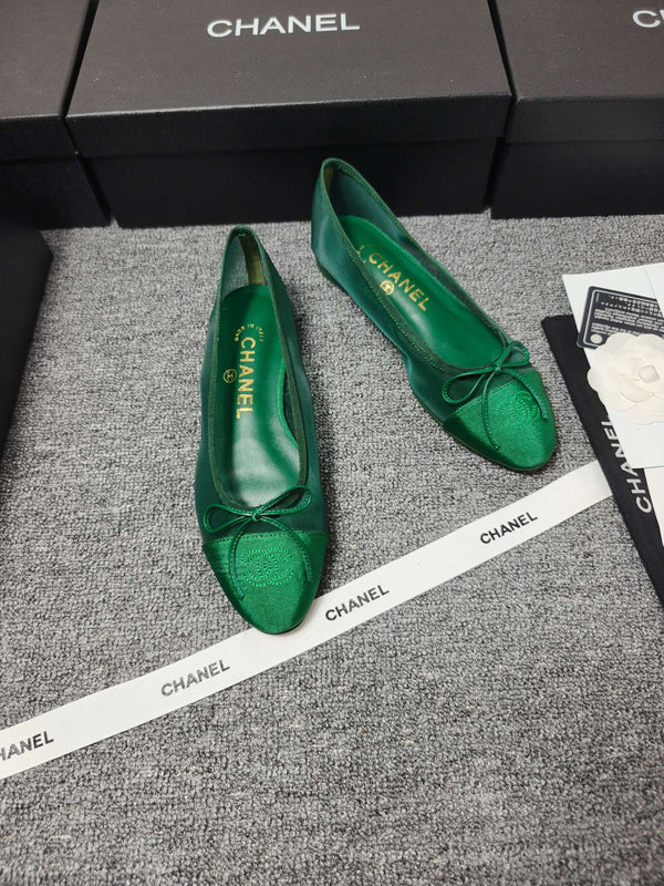 CC 26s Ballet Flat Green Mesh Fabric Sheepskin 681980