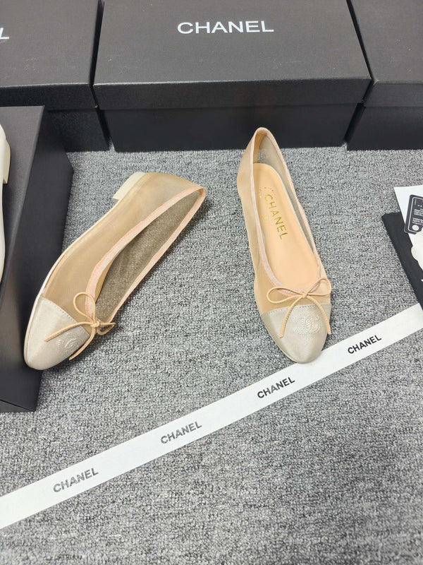 CC 26s Ballet Flat Beige Mesh Fabric Sheepskin 681984