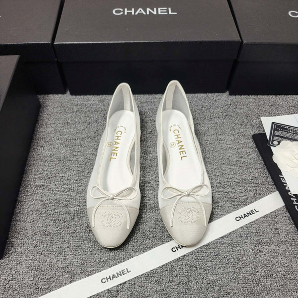 CC 26s Ballet Flat White Mesh Fabric Sheepskin 681983