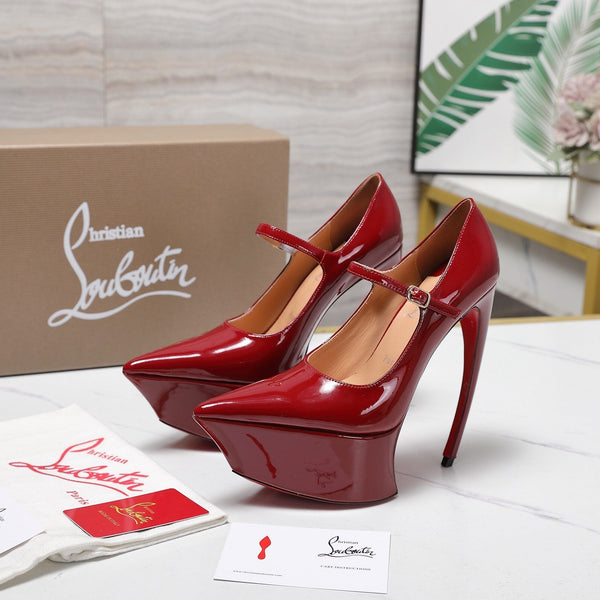 CL Matières Fécales Platform Pumps 15cm Red Patent Leather 637885