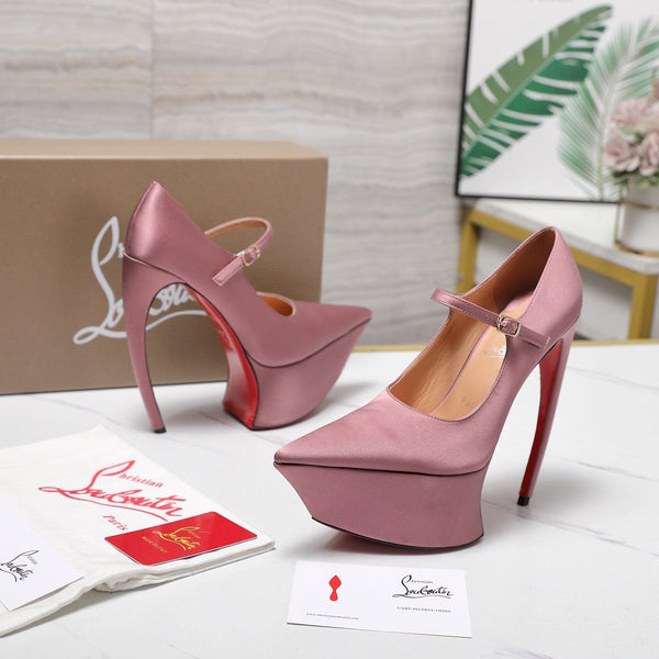 CL Matières Fécales Platform Pumps 15cm Pink Satin 637889