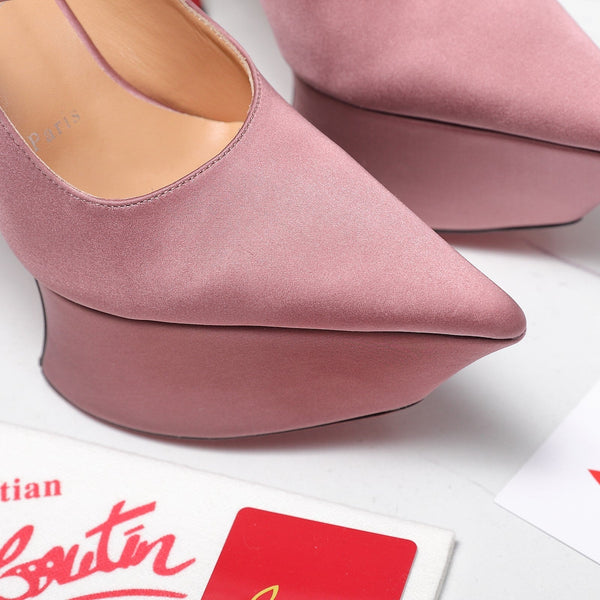 CL Matières Fécales Platform Pumps 15cm Pink Satin 637889