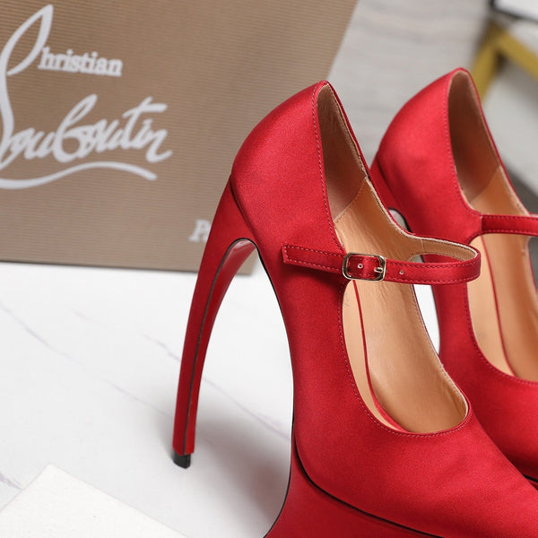 CL Matières Fécales Platform Pumps 15cm Red Satin 637890