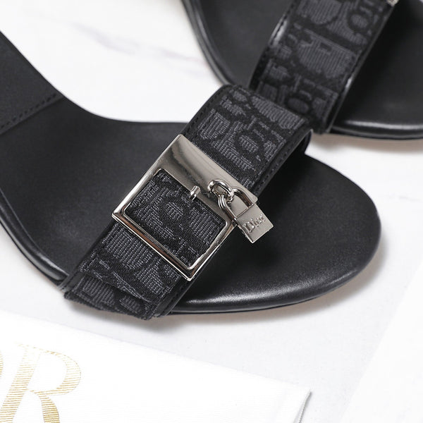 CD 26s D-Idole Mules 8.5cm Black Jacquard Calfskin 961312