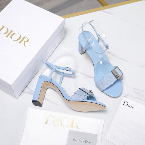 CD 26s D-Idole Heeled Sandals 8.5cm Light Blue Jacquard Calfskin 961314