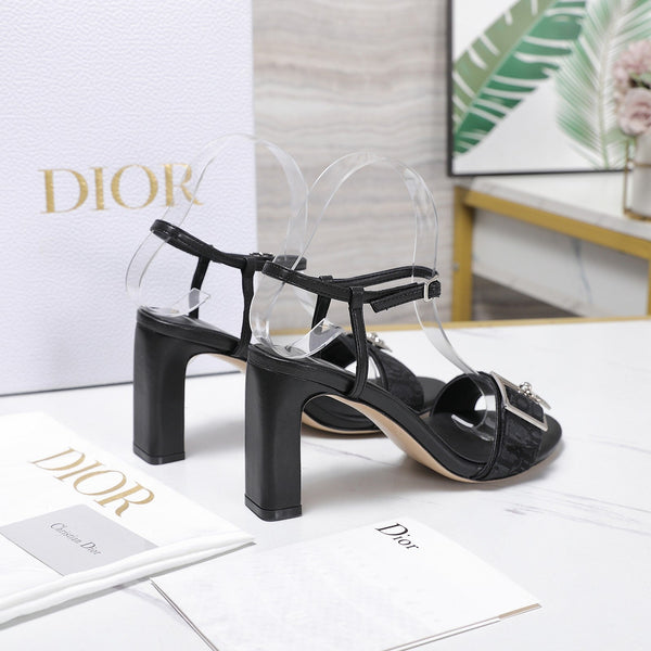 CD 26s D-Idole Heeled Sandals 8.5cm Black Jacquard Calfskin 961315