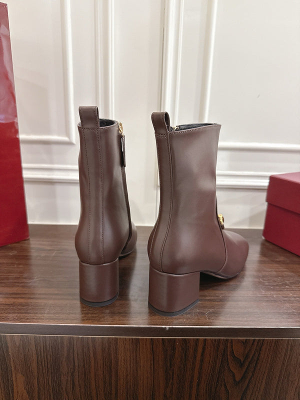Gucci Horsebit Chunky Heel Ankle Boots Dark Brown Cowhide 490562