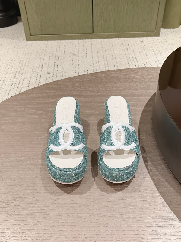 CC 26s Platform Mules Mint Green Lambskin Fabric 916995