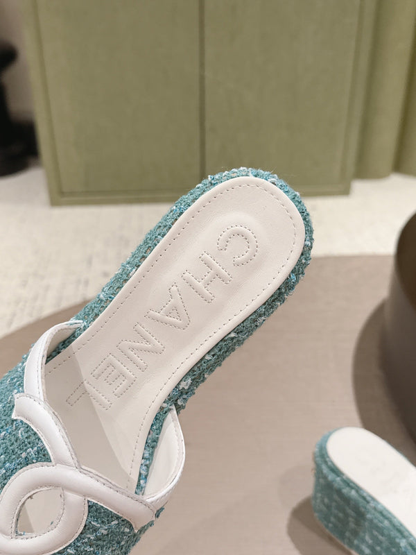 CC 26s Platform Mules Mint Green Lambskin Fabric 916995
