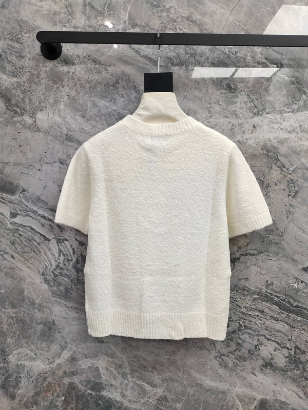 Chanel 2026 Short-Sleeve Shirt Cream Pink Wool