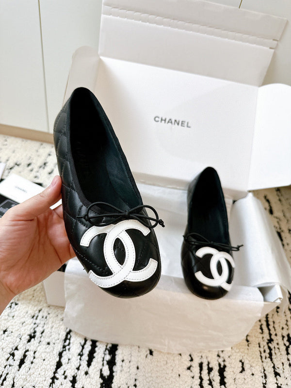 CC 26s Coco Beach Ballet Flats Black Quited Lambskin 741089