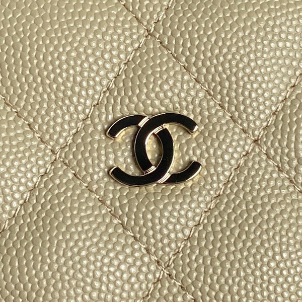 CC 25C Hobo Bag 21.5cm Top Handle Beige Grained Calfskin