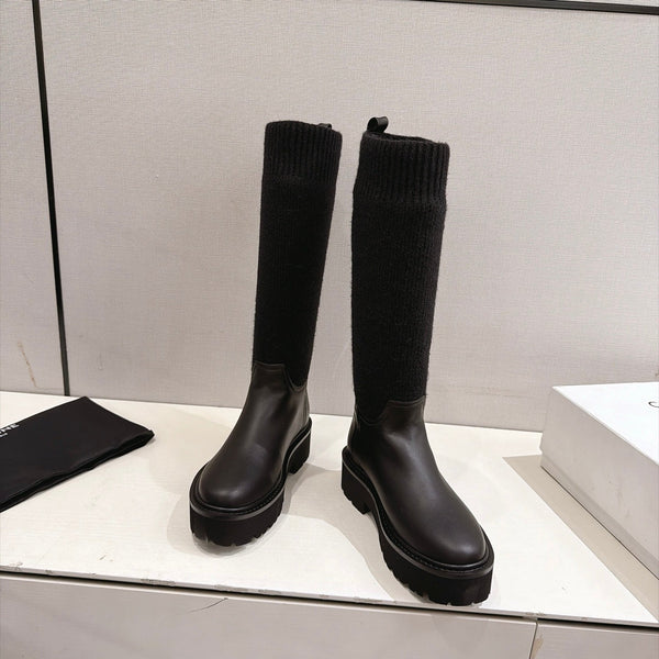 CE 26s Sock Long Boots Black Lambskin Cotton 101097