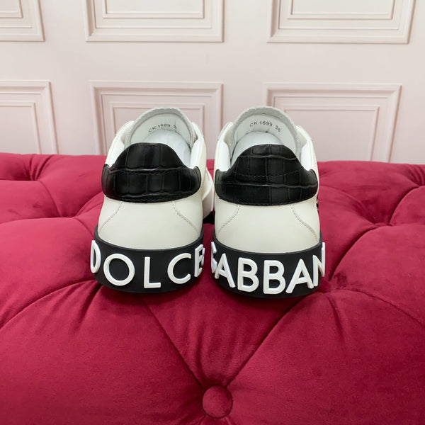 DC 25 Portofino Vintage Sneakers Black White Cowhide & Rhinestone Silk 333876