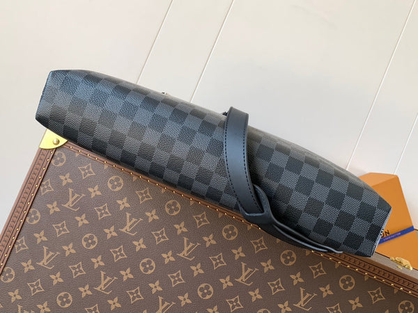 LV N48260 Porte-Documents Jour Briefcase Black Damier Ebene Canvas